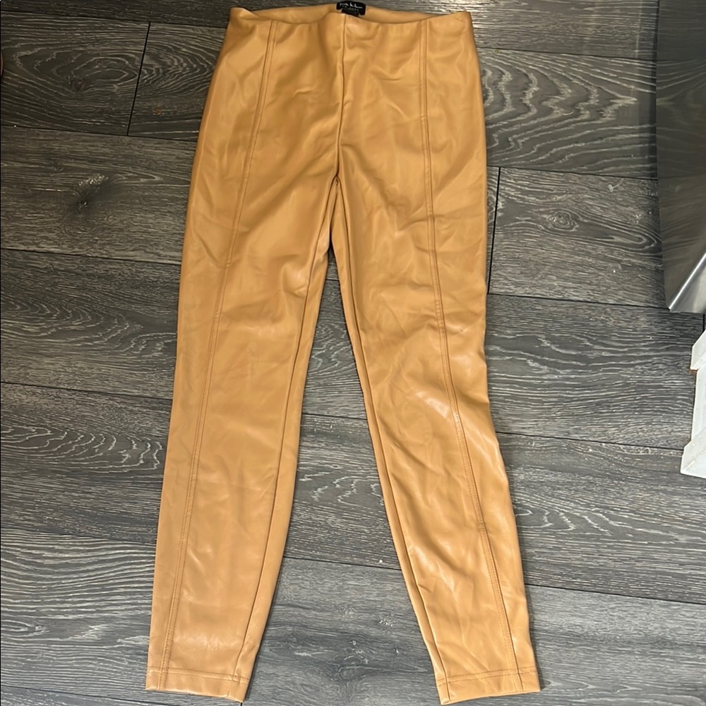 Nicole Miller Tan Leather Chinos